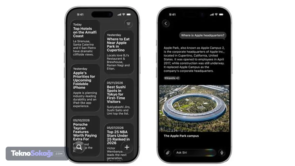 Yeni Siri’nin en dikkat çeken özelliklerinden biri kişisel bağlam desteği olacak. Siri, e-postalar, mesajlar, dosyalar ve fotoğraflar gibi içeriklerden yararlanarak kullanıcının aradığı bilgiyi bulabilecek. Bu sayede gönderilen bir dosyayı, önerilen bir kitabı ya da daha önce paylaşılan bir bilgiyi hatırlatabilecek.