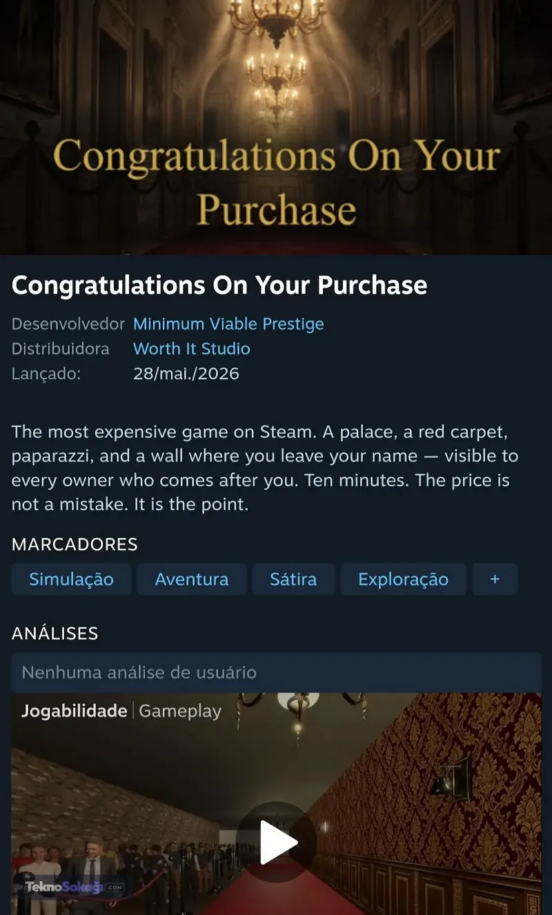 Steam'de Şaşkınlık Yaratan Oyun: Congratulations On Your Purchase
