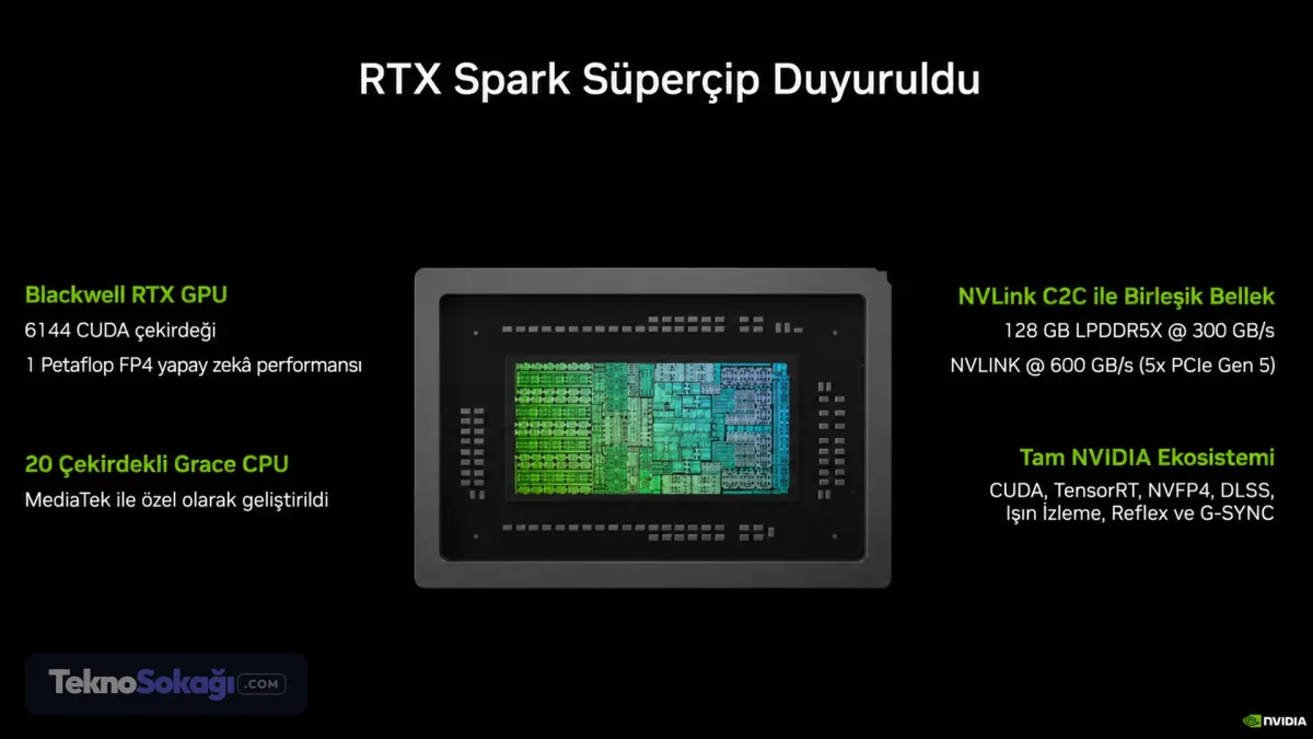 Bu yapı, şirketin kişisel yapay zeka bilgisayarı olarak konumlandırdığı DGX Spark modelindeki GB10 çipine oldukça yakın görünüyor.