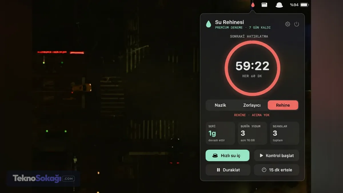 Mac su içme uygulaması