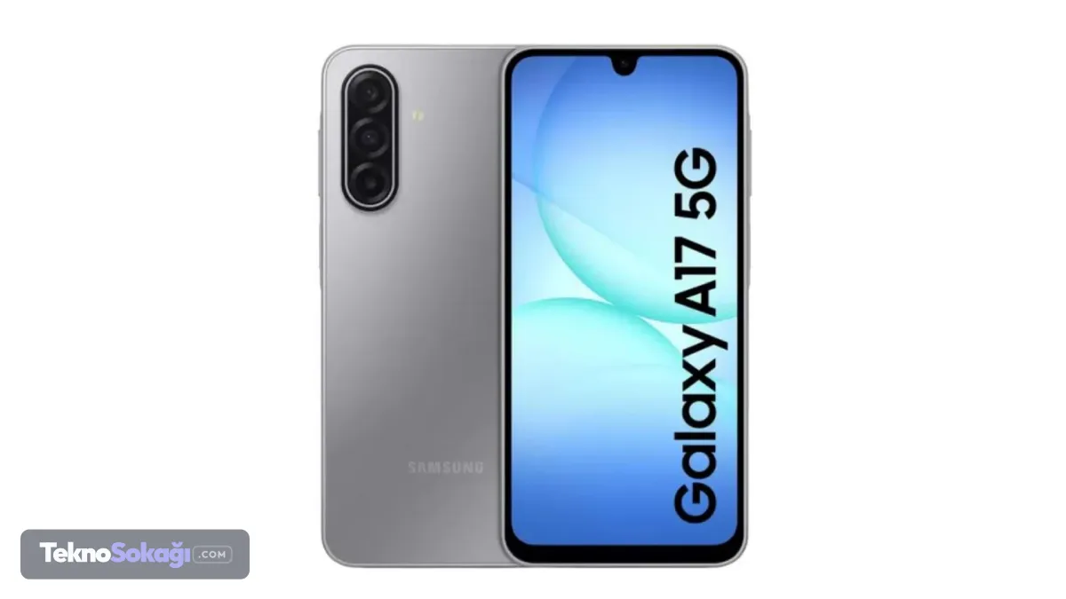 Galaxy A17 5G özellikleri neler? Ekran Boyutu: 6,7 inçEkran Teknolojisi: Super AMOLEDEkran Çözünürlüğü: 1080 x 2340 pikselEkran Yenileme Hızı: 90Hzİşlemci: Exynos 1330RAM: 6 GBDepolama: 128 GB Arka Kamera: 50 MP + 5 MP + 2 MPÖn Kamera: 13 MPHücresel: 5G (çift SIM: nano + nano)Batarya Kapasitesi: 5.000 mAhKablolu Şarj: 25WAğırlık: 192 gramKalınlık: 7,5 mmPiyasada 14.175 TL'den başlayan fiyatlarla satılıyor.