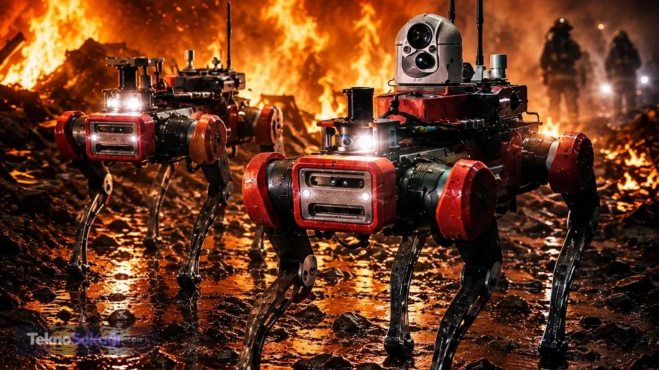 Çin’in robot köpekleri yangınların içine girerek itfaiyecilere destek oluyor