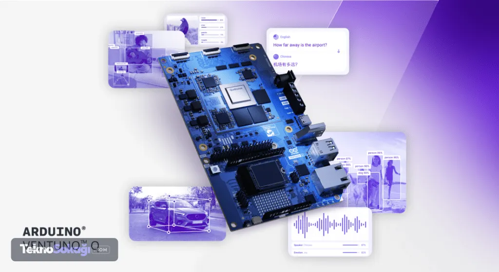 Arduino’nun VENTUNO Q kartı, yaklaşık 298,99 Euro fiyatıyla AI’ı doğrudan robotların ve makinelerin içine taşımayı hedefliyor. 40 TOPS AI gücü, Qualcomm Dragonwing IQ-8275, STM32H5, 16 GB RAM ve 64 GB eMMC ile Qwen 3, Gemma 4 ve Qwen 3 VLM gibi modelleri yerelde çalıştırabiliyor.